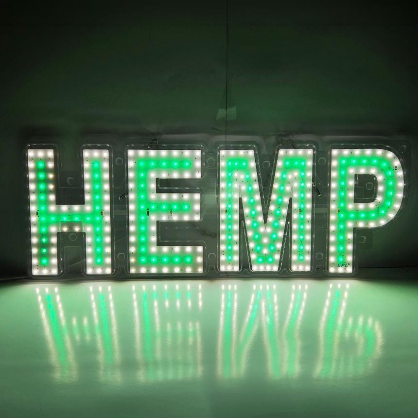 EPL HEMP Green, Led 2G Blinking Sign, Eye-catching, Super Bright, 8"x24", Remote Control, Smoke Shop, CBD Business decor, Storefront display