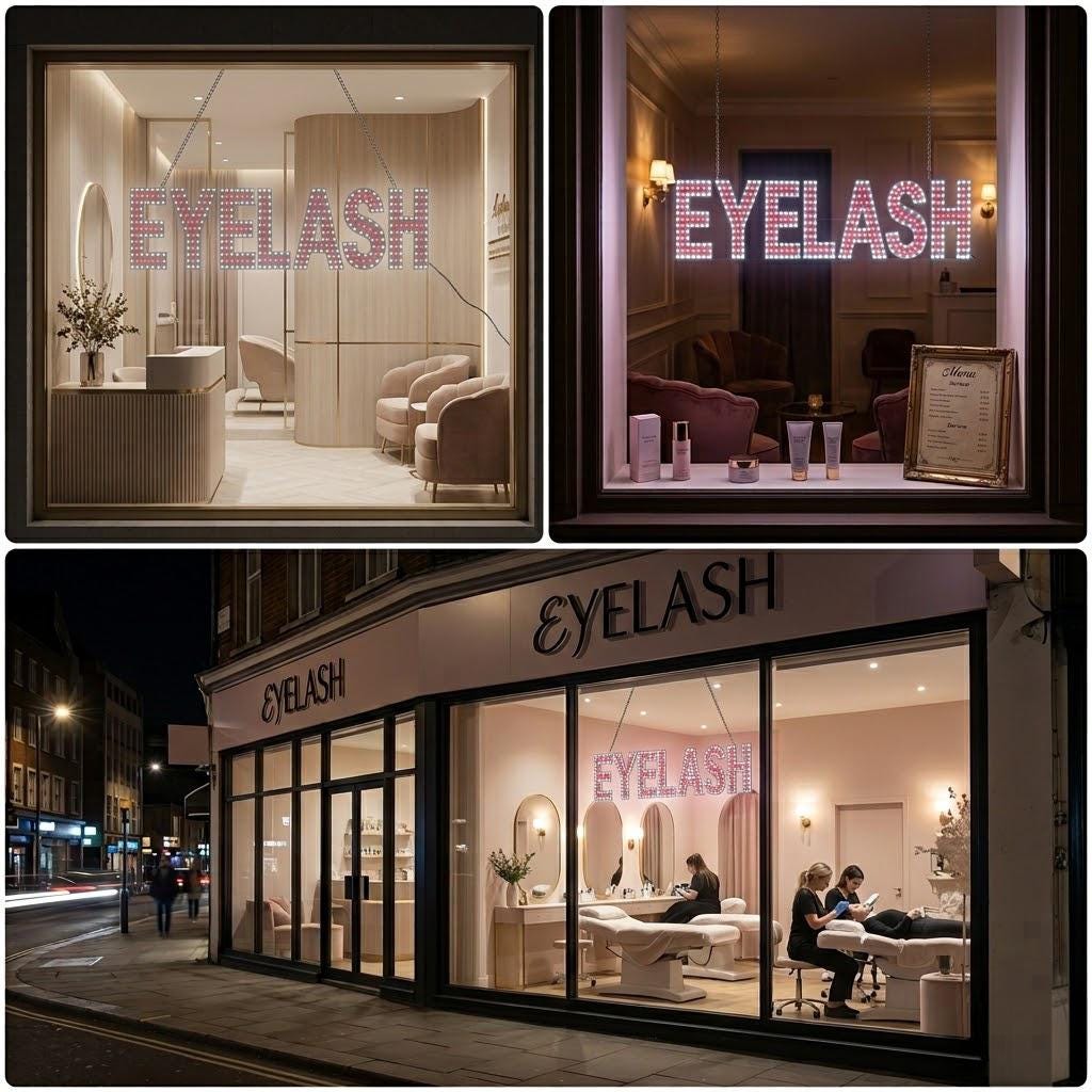 EPL EYELASH Red, LED 1G On-off Sign, Eye-catching sign, Super Bright, 8"x30", Professional Beauty Studio Business decor, Storefront display