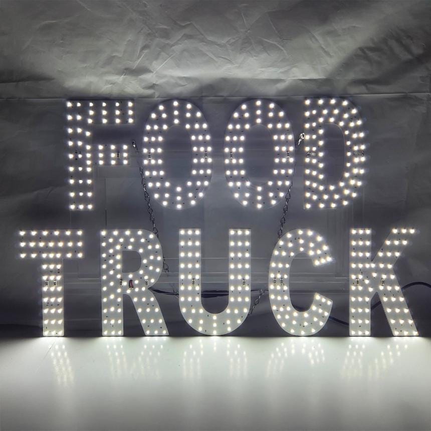 EPL FOOD TRUCK White, Led 1G On-off Sign, Eye-catching sign, Super Bright, 13"x22", Business decor, Storefront display, Restaurant signage