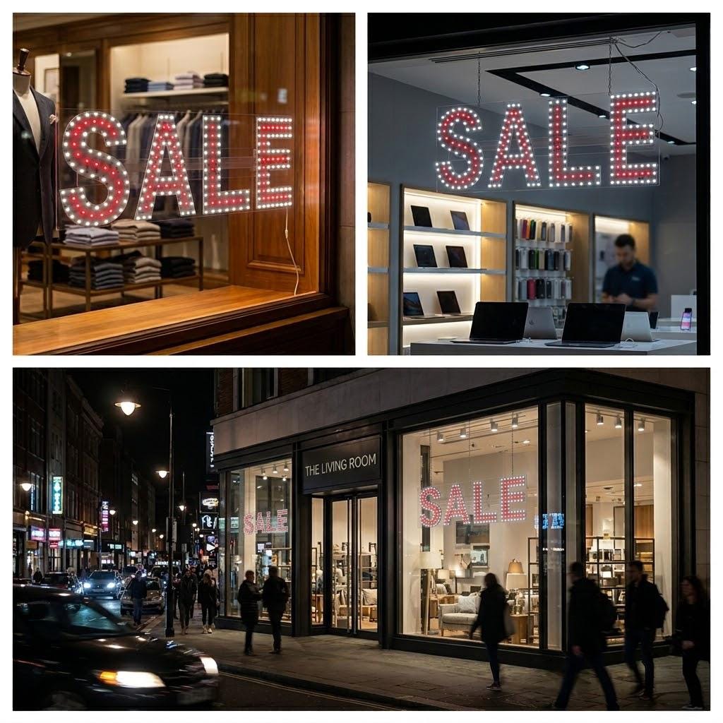 EPL SALE Red, LED 2G Blinking Sign, Eye-Catching, Super Bright, 8"x22", Remote, Business decor, Storefront display, Restaurant signage
