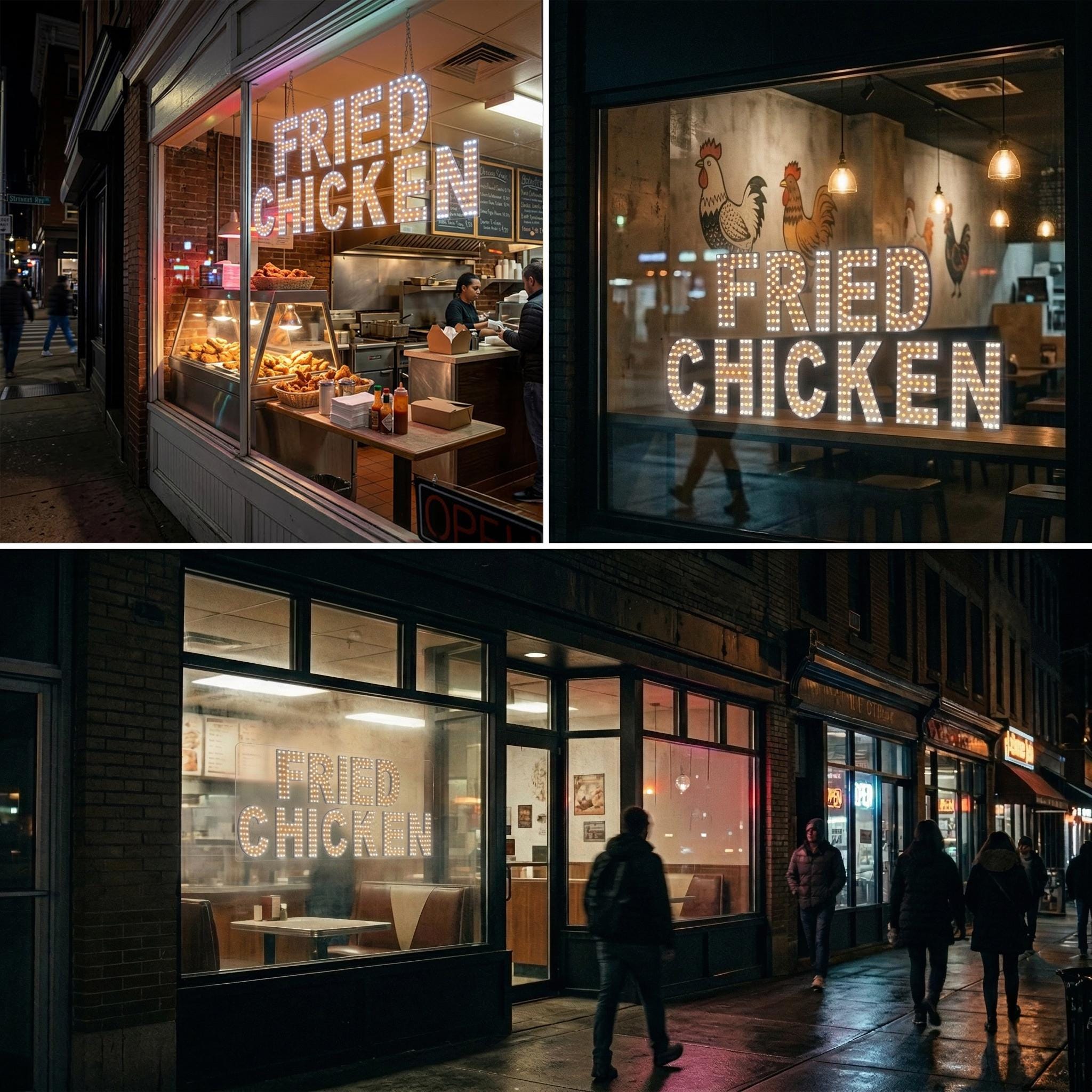 EPL FRIED CHICKEN Yellow, Led 2G Blinking Sign, Eye-Catching, Super Bright, 13"x30", Remote, Business decor, Storefront display, Restaurant