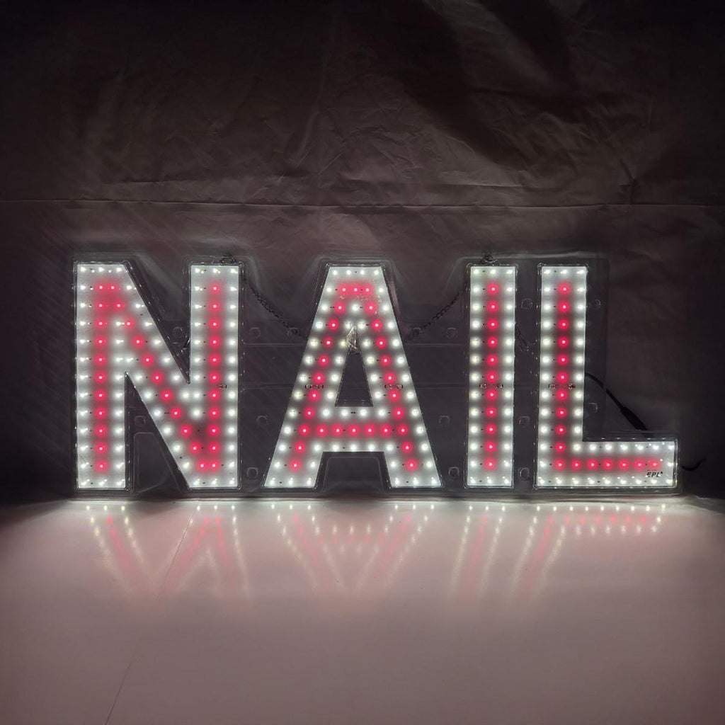 EPL NAIL Red, LED 1G On-Off sign, Eye-Catching, Super Bright, 10"x28", Beauty Salon, Manicure Shop Business decor, Storefront display