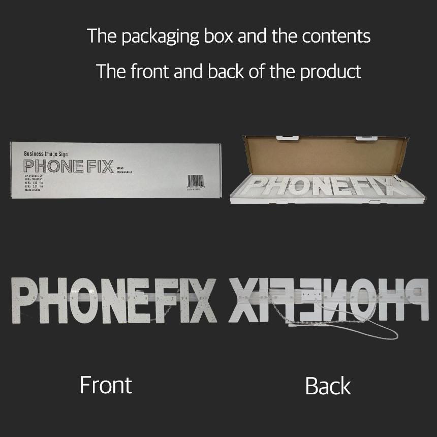 EPL PHONE FIX White/Green, Led 2G Blinking Sign, Eye-Catching, Super Bright, 7"x34", Remote, Repair Shop Business decor, Storefront display