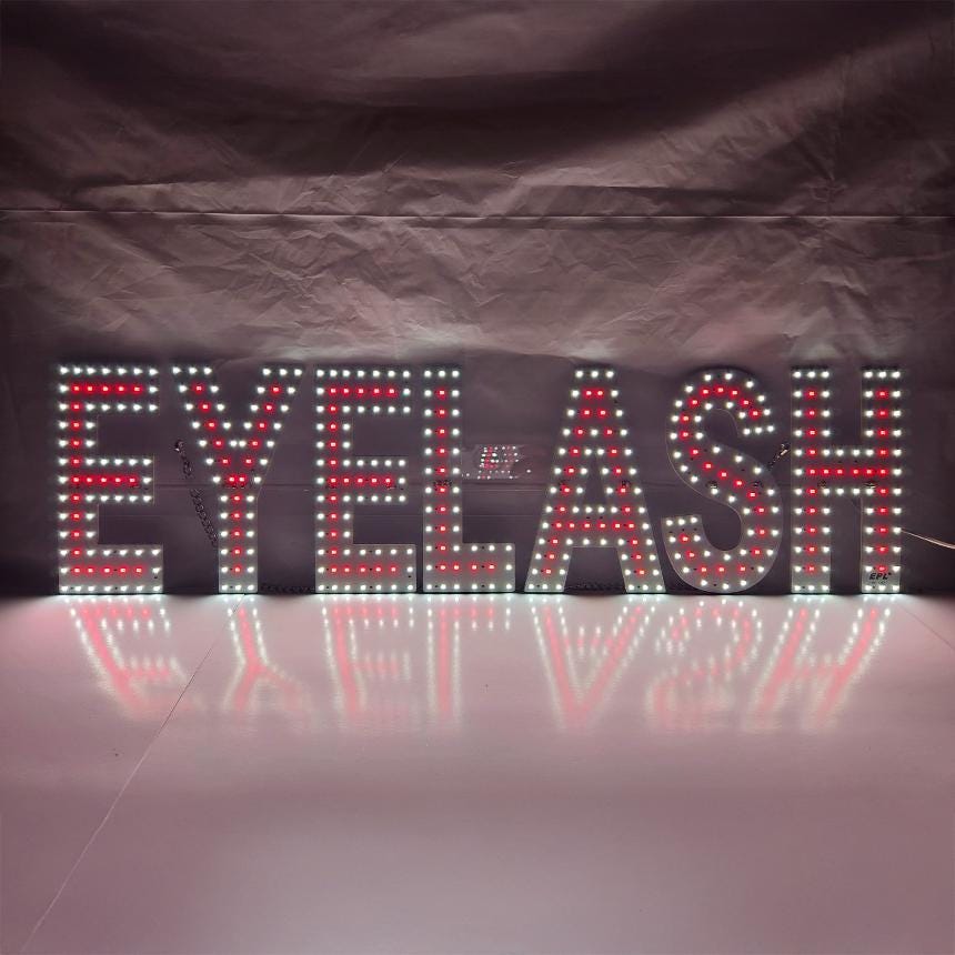 EPL EYELASH Red, LED 1G On-off Sign, Eye-catching sign, Super Bright, 8"x30", Professional Beauty Studio Business decor, Storefront display