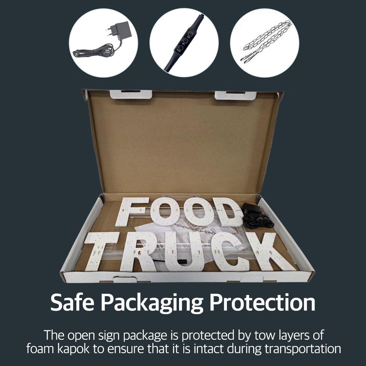 EPL FOOD TRUCK White, Led 1G On-off Sign, Eye-catching sign, Super Bright, 13"x22", Business decor, Storefront display, Restaurant signage