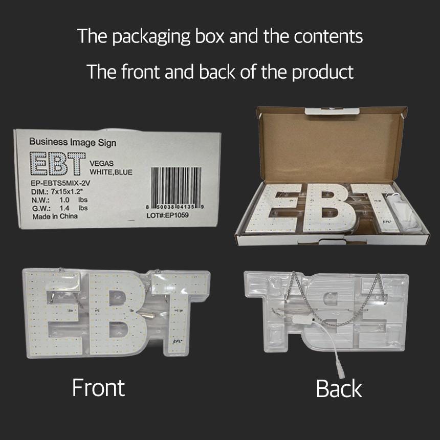 EPL EBT Lt Blue, LED 2G Blinking Sign, Eye-catching sign, Super Bright, 7"x15", Remote Control & Business decor, Storefront display