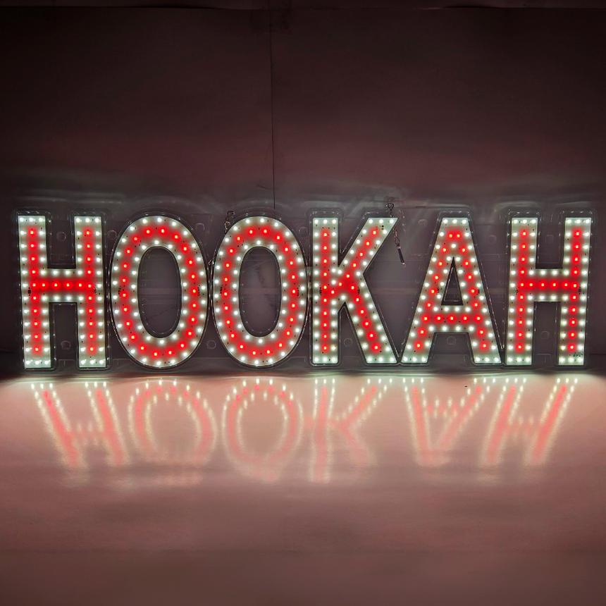 EPL HOOKAH Red, LED 2G Blinking Sign, Eye-Catching, Super Bright, 8"x30", Remote Control & Business decor, Storefront display, signage
