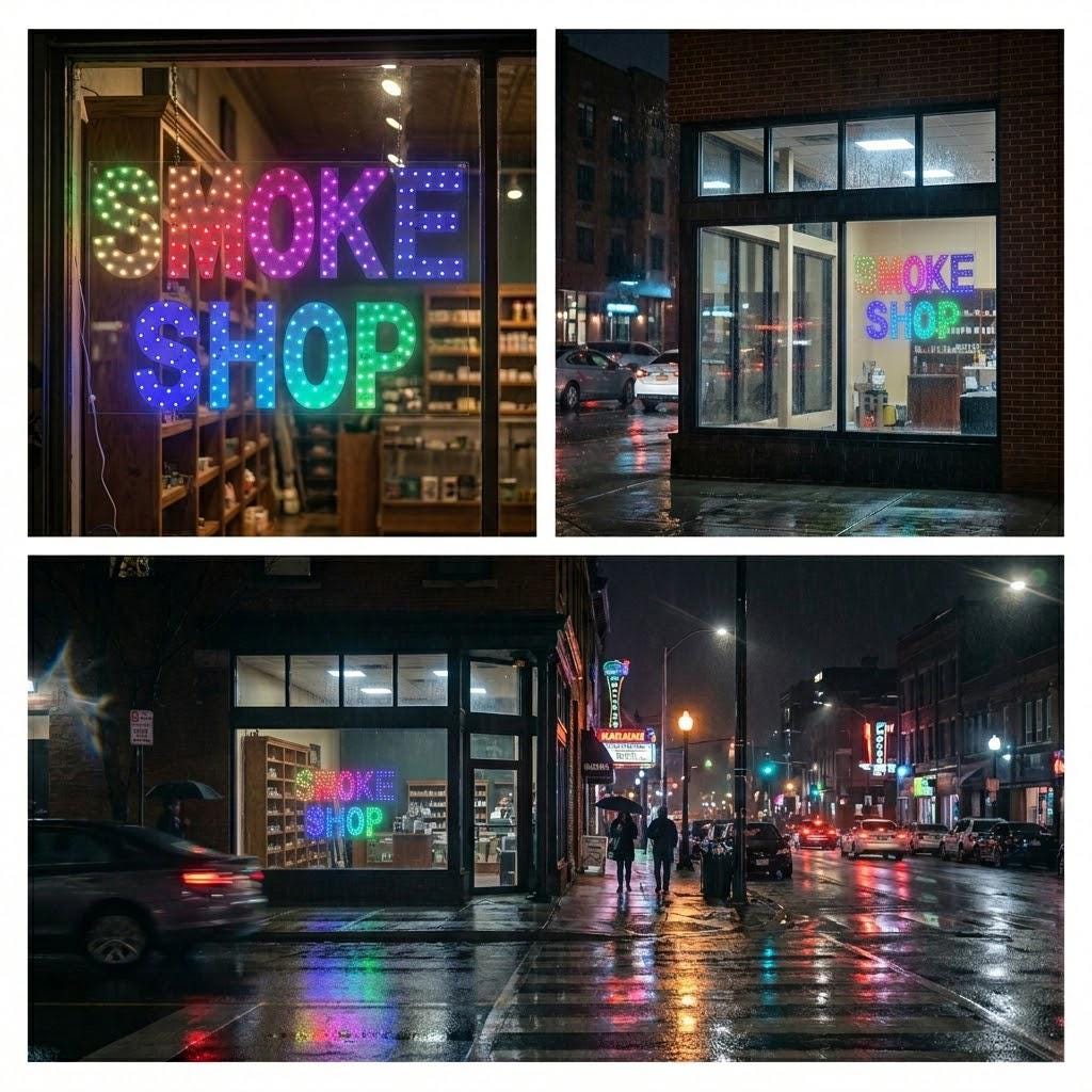 EPL Smoke shop RGBW Wave, LED 4G Full-color changes sign, Eye-catching, Super Bright, 2 Size, Remote, Business decor, Storefront display
