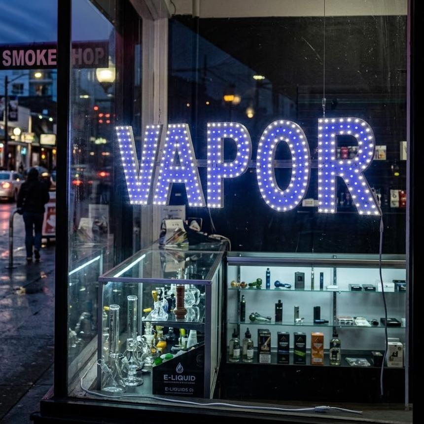 EPL VAPOR Blue, LED 3G Sparkling Sign & Eye-catching, Super Bright, 9"x30", Remote Control, Smoke Vape Business decor, Storefront display