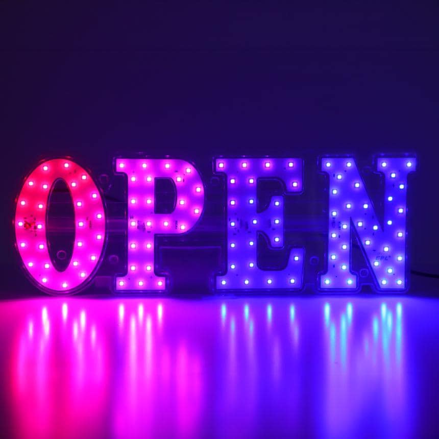 EPL OPEN RGBW Wave, Led 4G Full-Color Changes Sign, Eye-Catching, Super Bright, 4 Size, Remote&Animated, Business decor, Storefront display