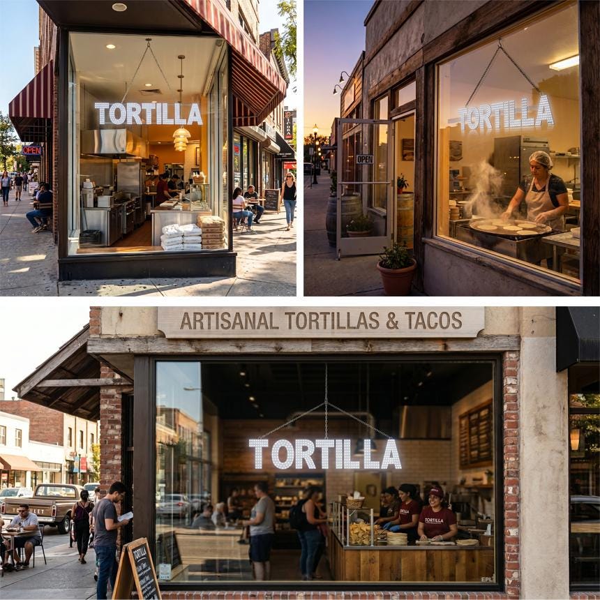 EPL TORTILLA White, Led 1G On-off Sign, Eye-catching, Super Bright, Food & Restaurant Decor, 6"x28", Indoor Display, Wall Light
