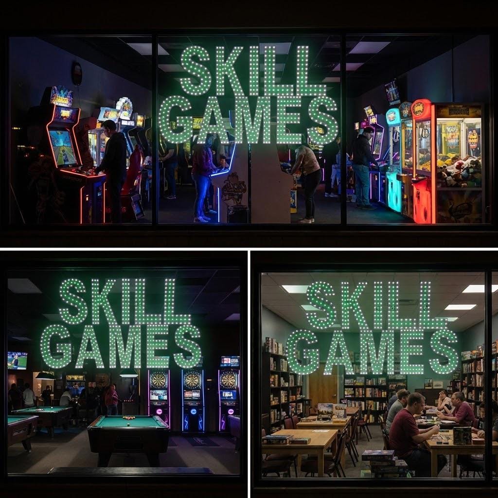 EPL SKILL GAMES Green, Led 3G Sparkling Sign, Eye-catching Sign, Super Bright, 16"x30", Remote Control, Business decor, Storefront display