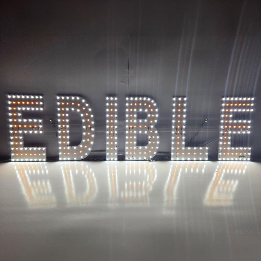 EPL EDIBLE Yellow, LED 3G Sparkling Sign, Eye-Catching, Super Bright, 8"x30", Remote, Business decor, Storefront display, Restaurant signage