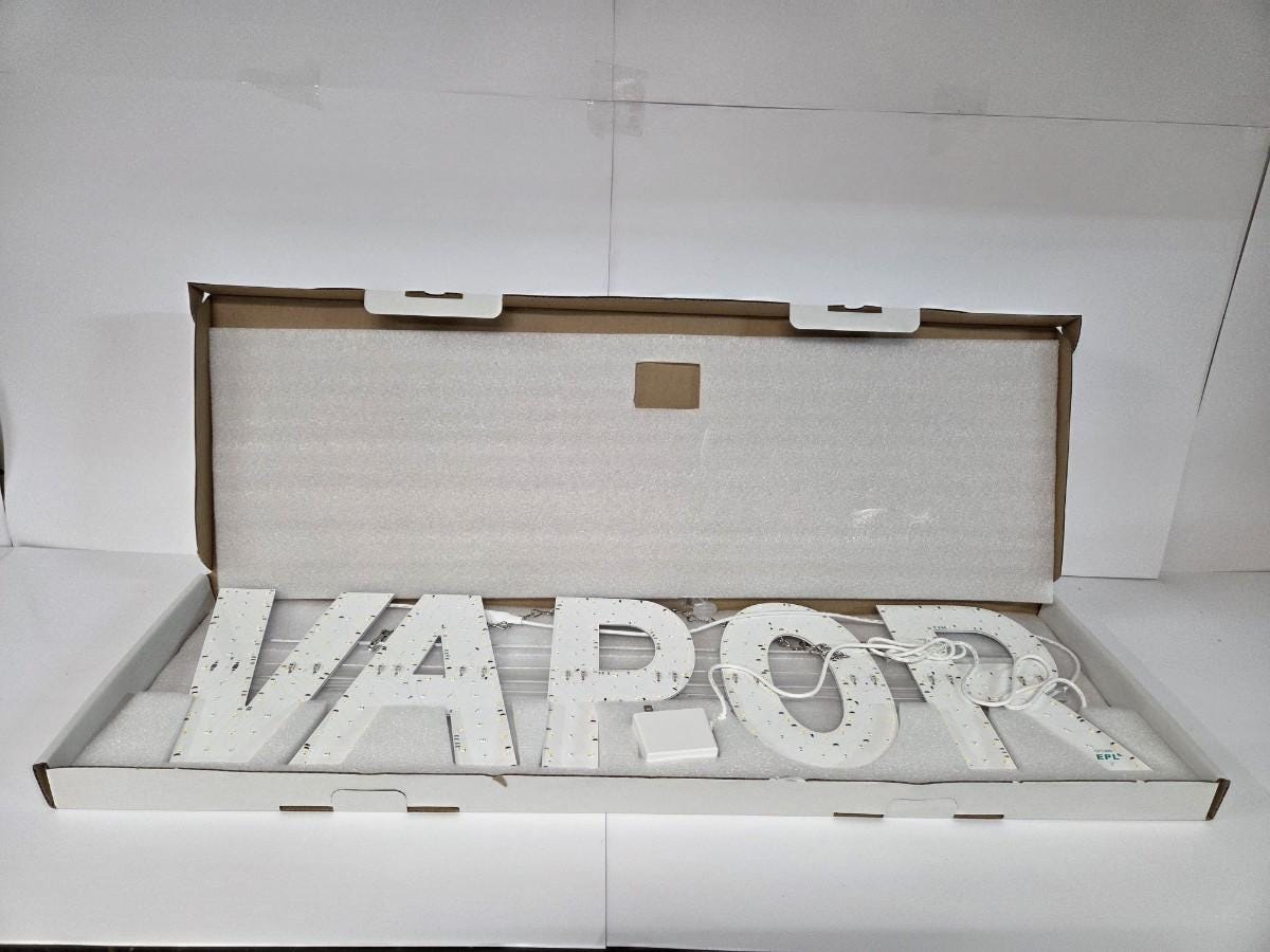 EPL VAPOR Blue, LED 3G Sparkling Sign & Eye-catching, Super Bright, 9"x30", Remote Control, Smoke Vape Business decor, Storefront display