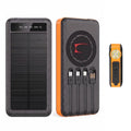 SOLEVCG 10000mAh Solar Power Bank with Flashlight & 3 Built-in Cables, Fast Charging Battery for iPhone, Samsung, Camping and Emergency Use
