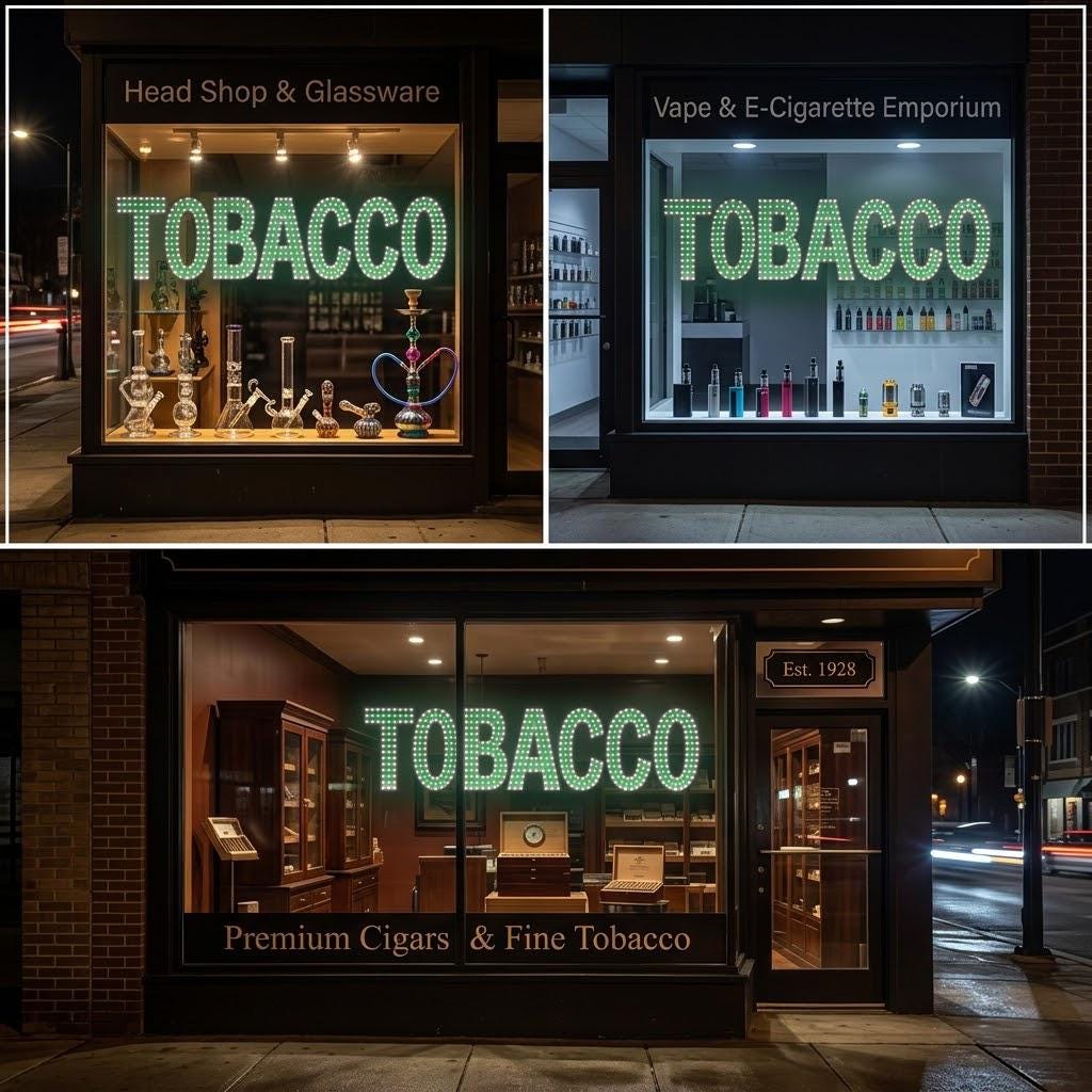 EPL TOBACCO Green, LED 3G Sparkling sign, Eye-catching sign, Super Bright, 12"x48", Remote, Smoke Shop Business decor, Storefront display