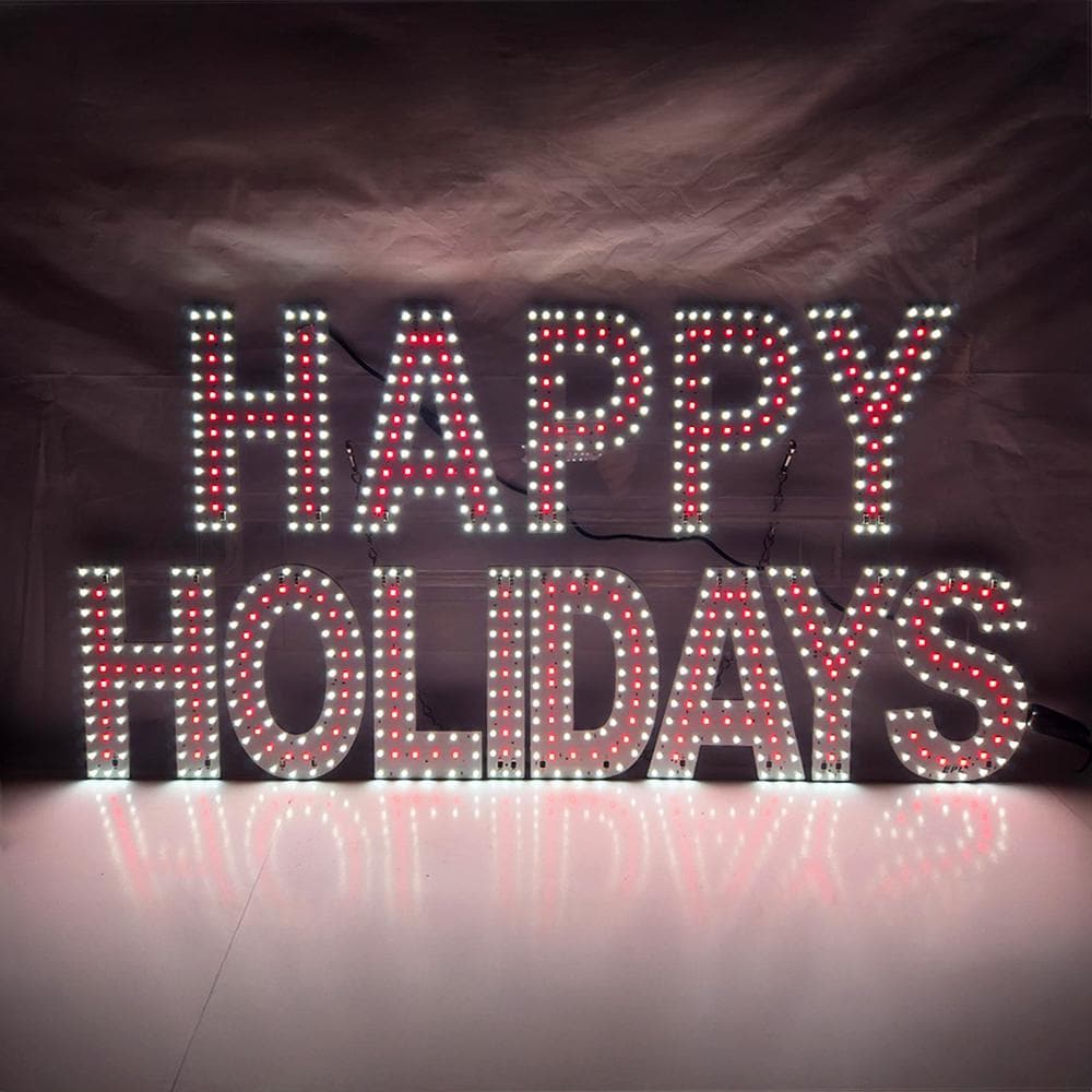 EPL HAPPY HOLIDAYS Red, Led 1G On-Off Sign, Eye-Catching, Super Bright, 15"x30", Business decor, Storefront display, Seasonal Greeting Light