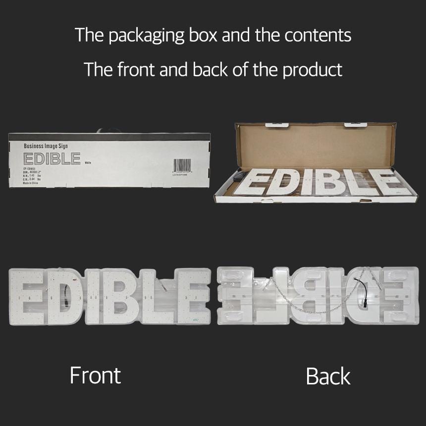 EPL EDIBLE, Led 1G On-Off Sign, Eye-Catching, Super Bright, 8"x30" & Power Cord, Electric CBD Shop Cannabis Dispensary Window Store Decor