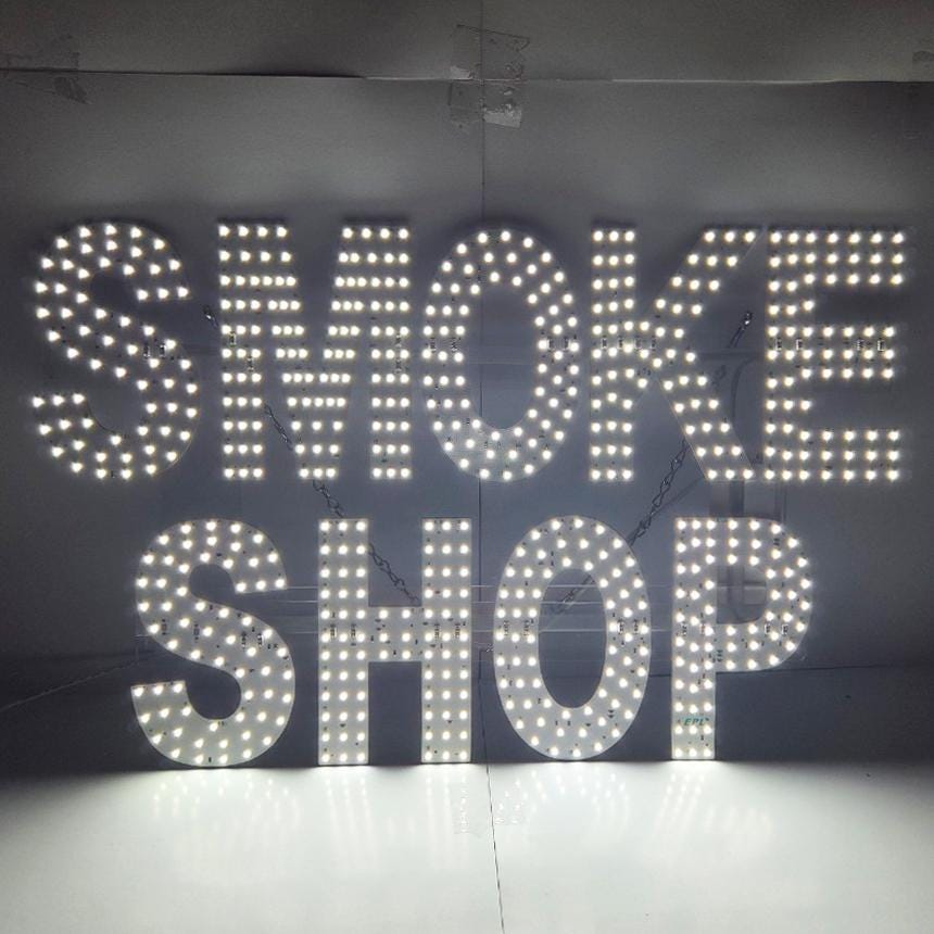 EPL SMOKE SHOP White, Led 3G Sparkling Sign, Eye-catching Sign, Super Bright, 15"x24" & 20"x30", Remote, Business decor, Storefront display